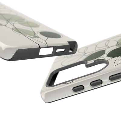 Green Tough Phone Case for Samsung - Muted Eucalyptus Sketch
