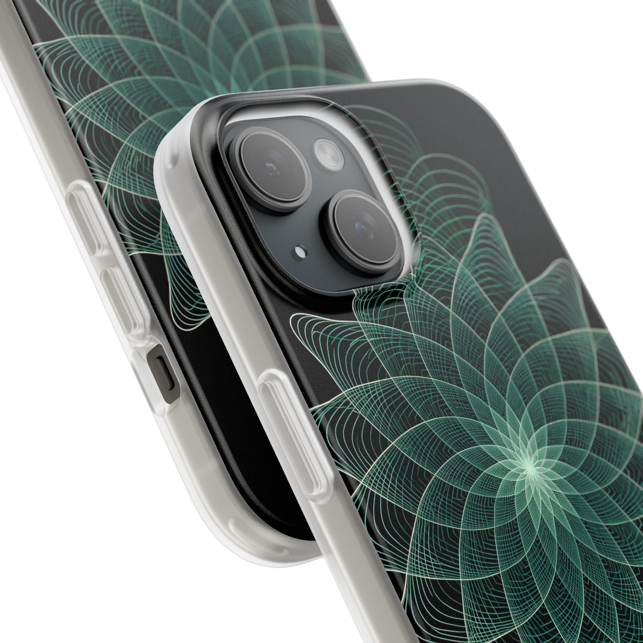 Green Lite Phone Case for iPhone - Cyan Signal Bloom