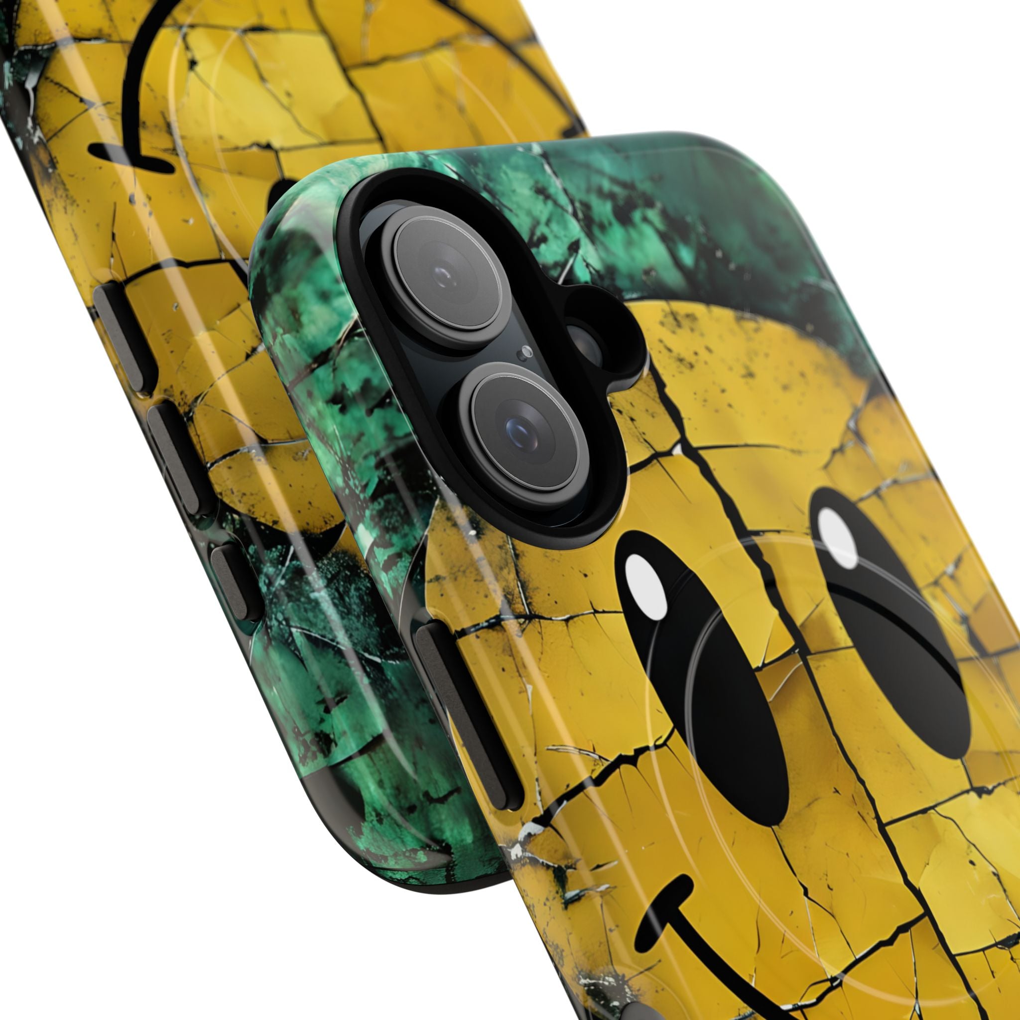 Cracked Smiley iPhone 16 Case - Tough+