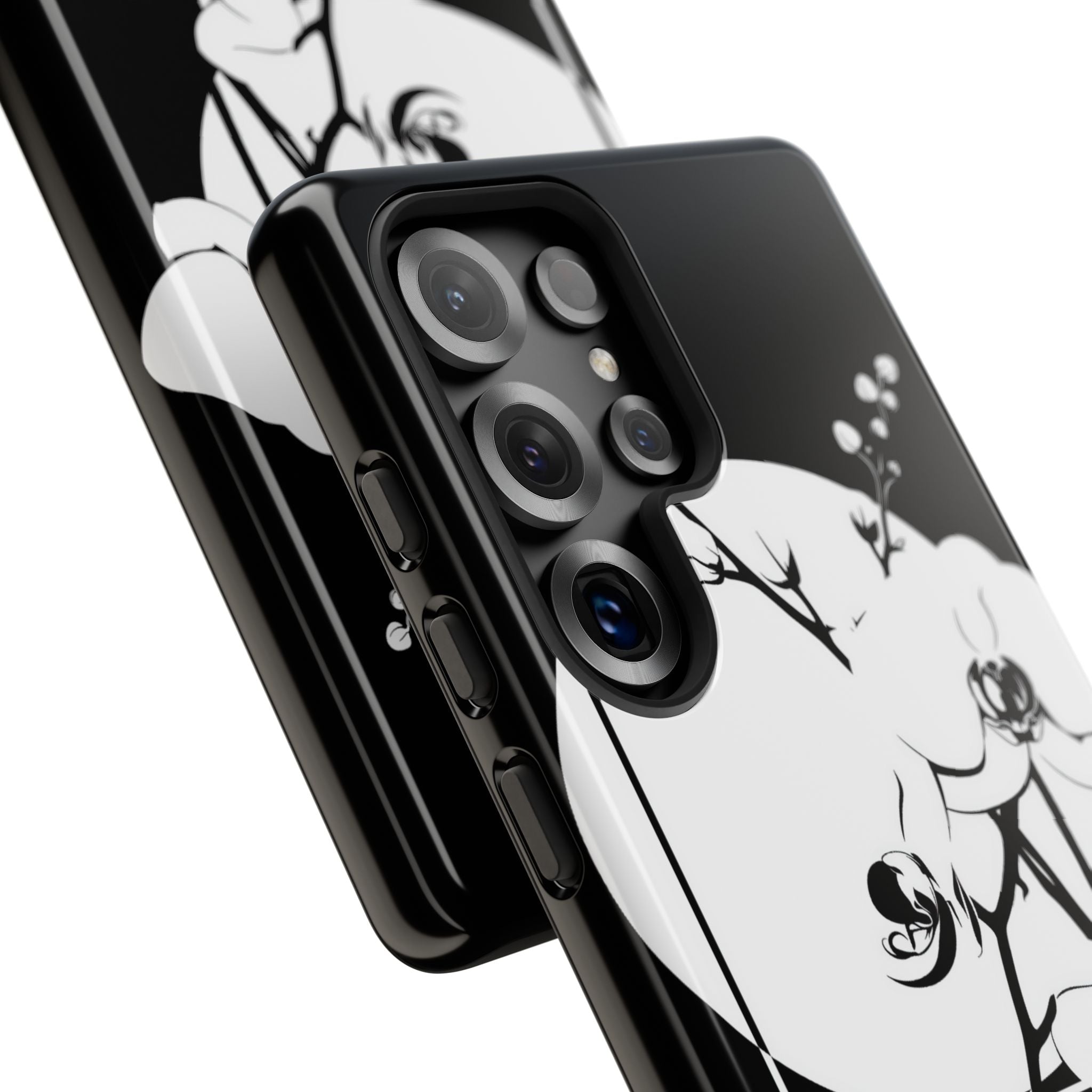 Black Tough Phone Case for Samsung - Lunar Orchid Grid