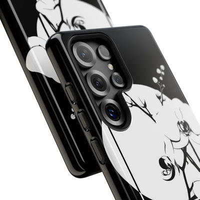Black Tough Phone Case for Samsung - Lunar Orchid Grid