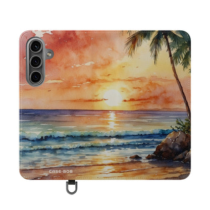 Golden Palm Sunset - Samsung S24 Case - Wallet