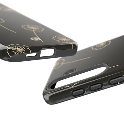 Black Tough Phone Case for Samsung - Obsidian Sand Petals
