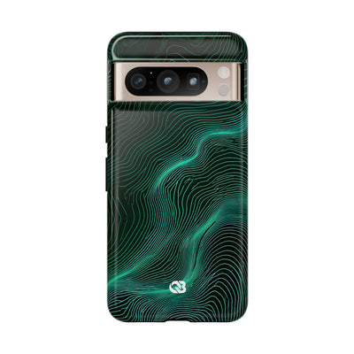 Teal Tough Phone Case for Google Pixel - Neon Jade Contour