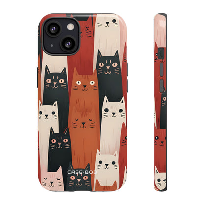 Elongated Cats Zwart iPhone 13 Case - Tough
