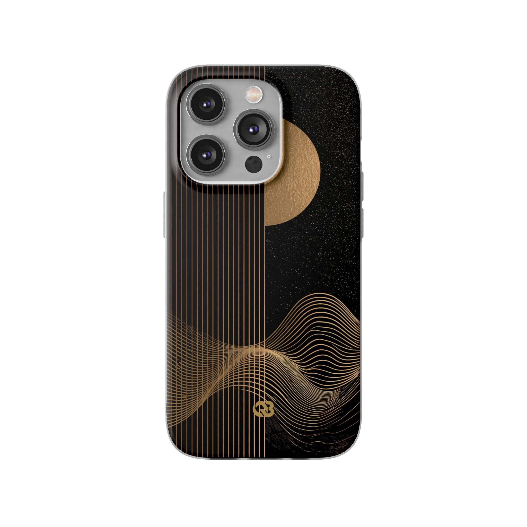 Gold Lite Phone Case for iPhone - Gilded Obsidian Dunes