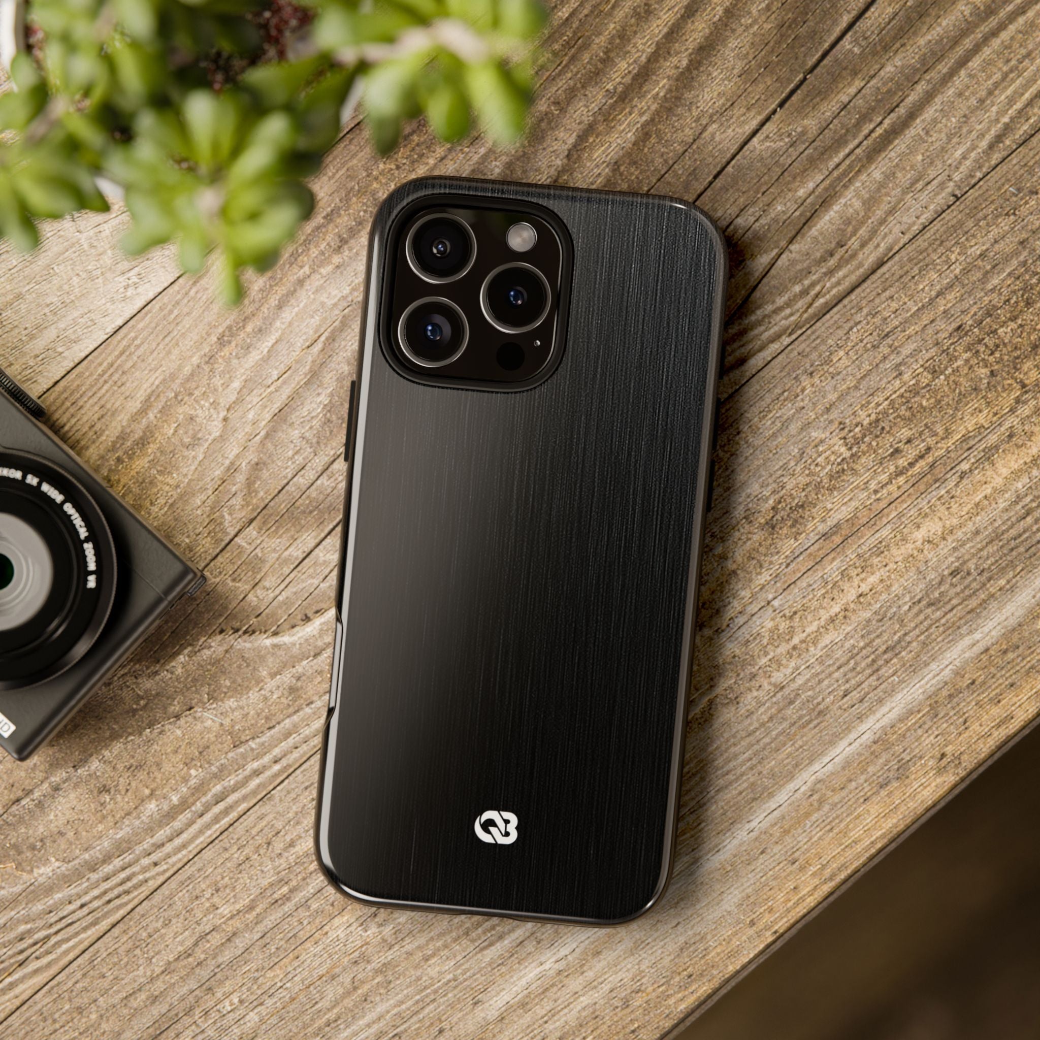 Black Tough Phone Case for iPhone - Brushed Obsidian Slate