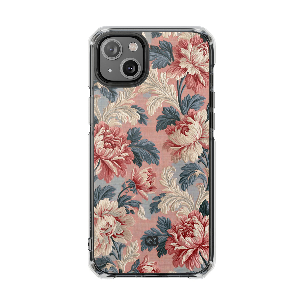 Blush Peony Jacquard · Clear Impact Magnetic Phone Case for iPhone ·  Pink