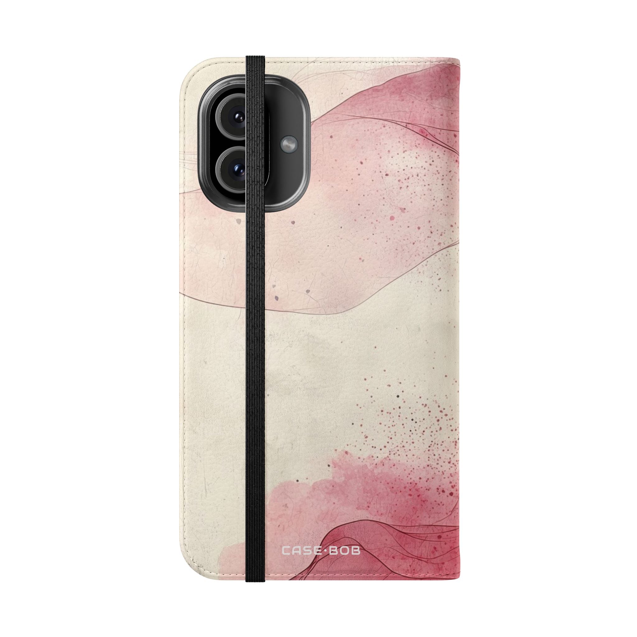 Crimson Ribbon Waves - iPhone 16 Plus Case - Wallet