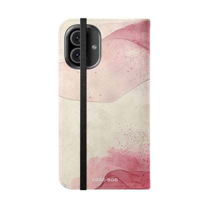 Crimson Ribbon Waves - iPhone 16 Plus Case - Wallet