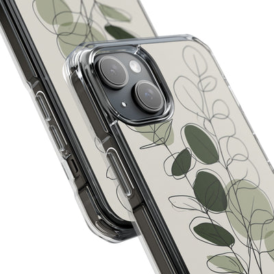 Green Impact MagSafe Phone Case for iPhone - Muted Eucalyptus Sketch