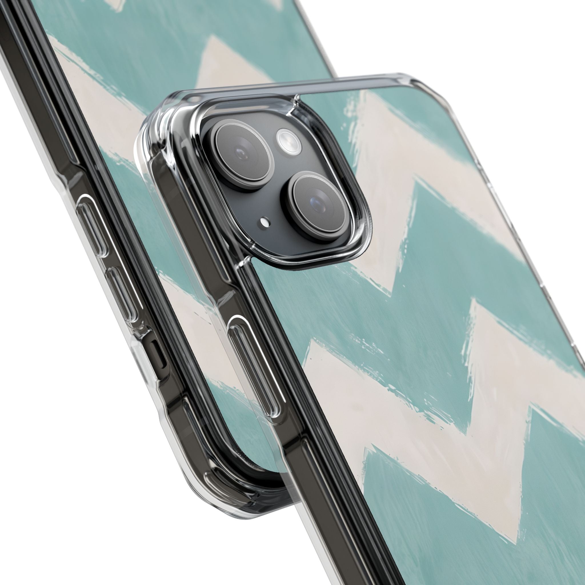 Teal Painted Chevron · Impact Coque de téléphone pour iPhone · Magsafe