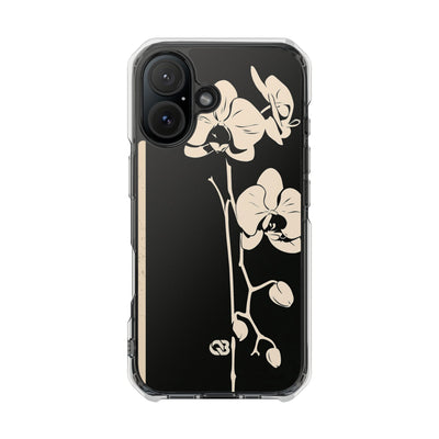 Black Impact MagSafe Phone Case for iPhone - Obsidian Bone Orchid