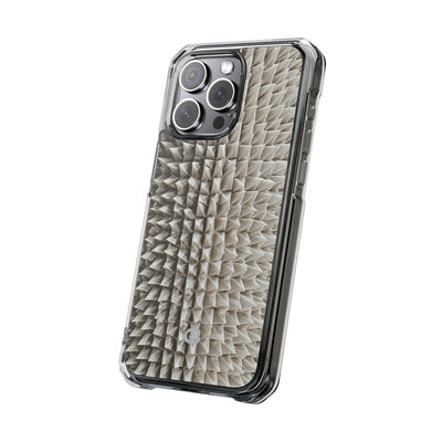 Beige Impact MagSafe Phone Case for iPhone - Bone Spiked Grid
