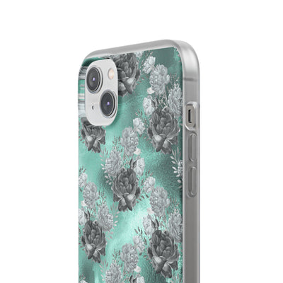 Frost Mint Floral · Soft Handyhülle für iPhone