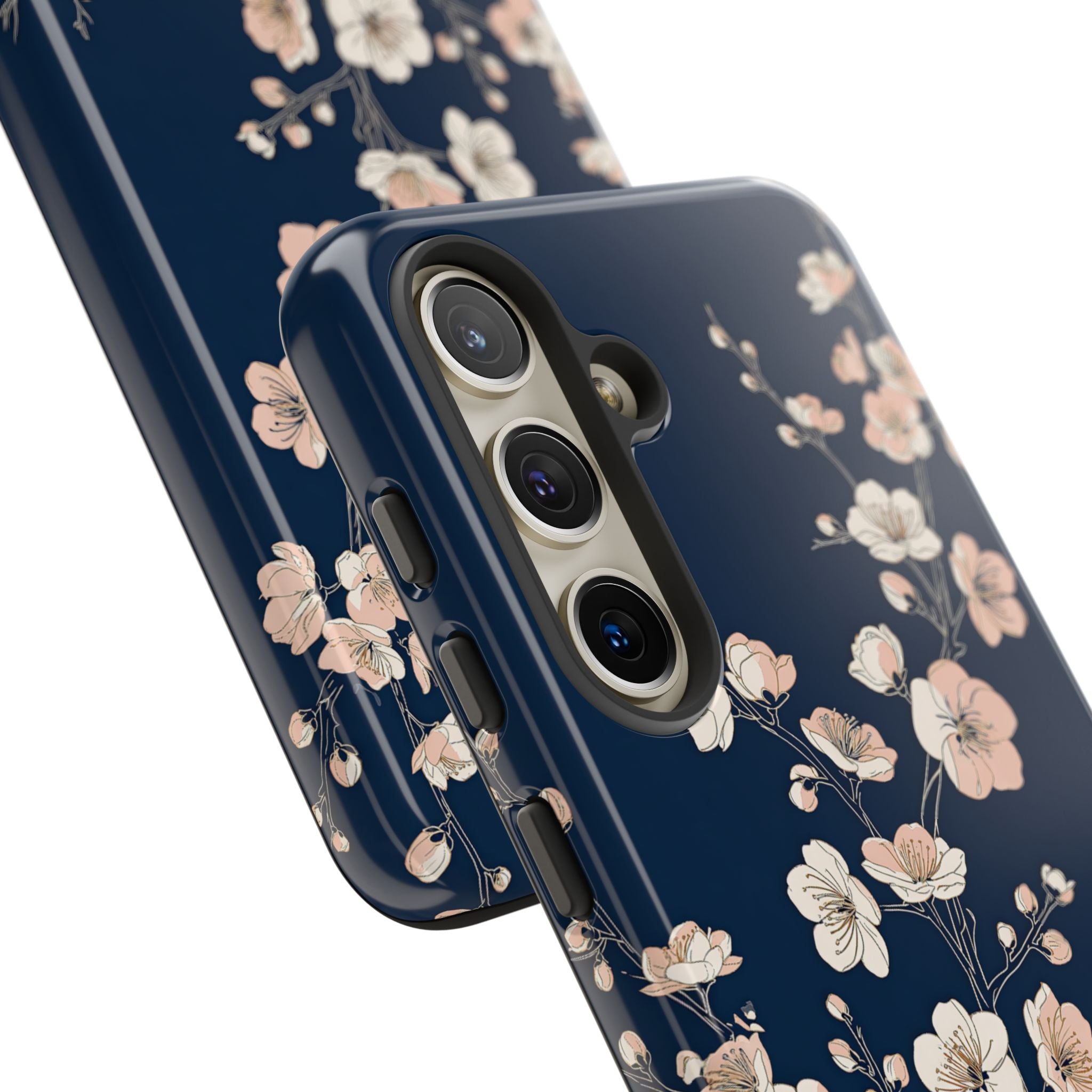 Blue Tough Phone Case for Samsung - Midnight Peach Sakura