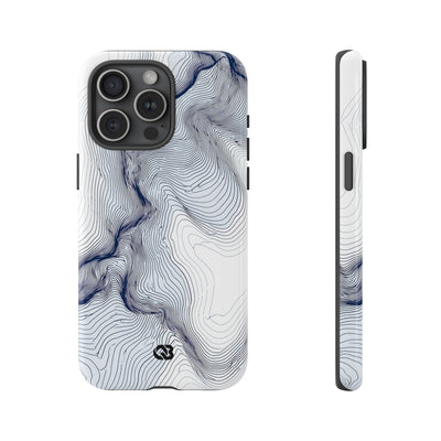 White Tough Phone Case for iPhone - Nordic Ridge Topo