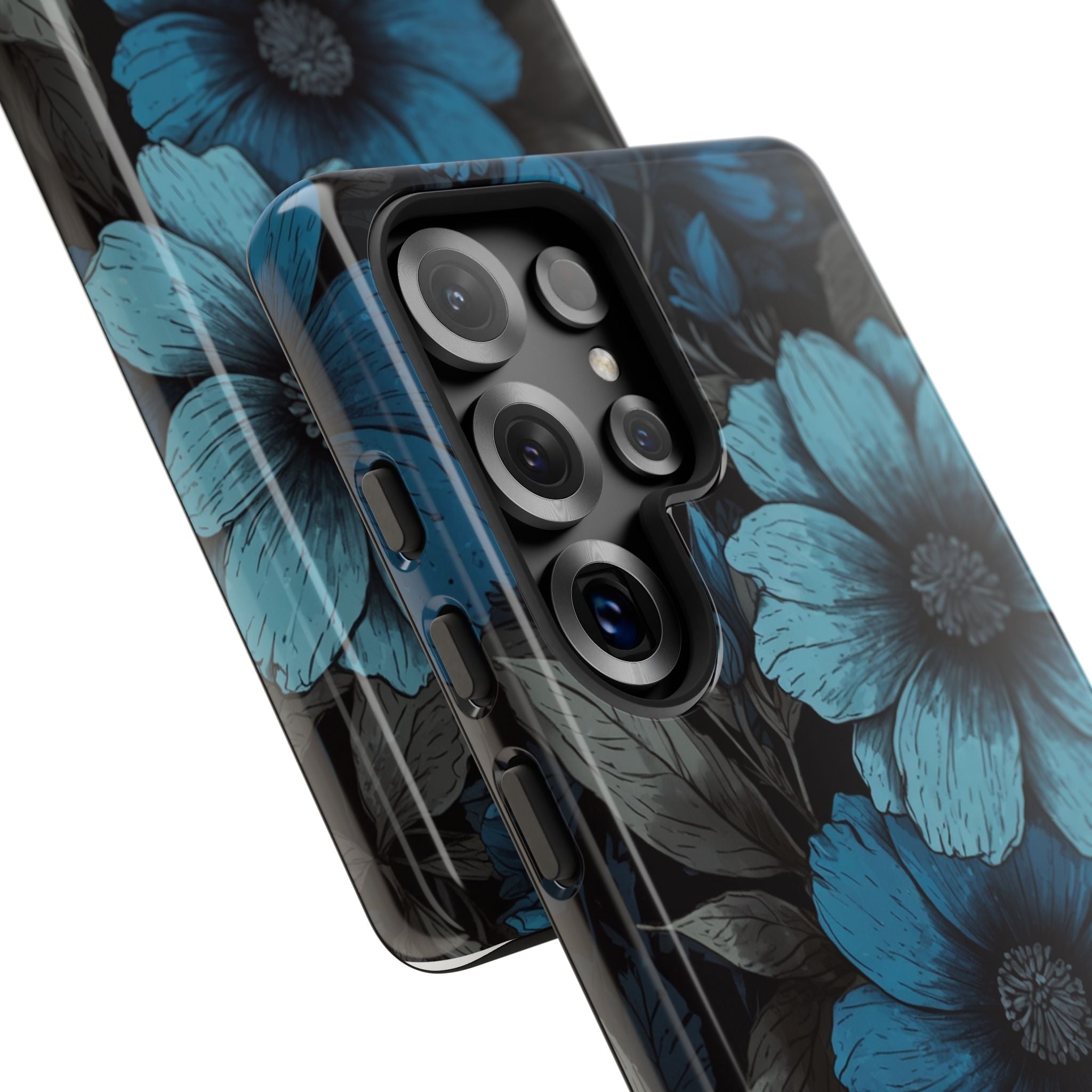Obsidian Blue Petals · Tough Handyhülle für Samsung