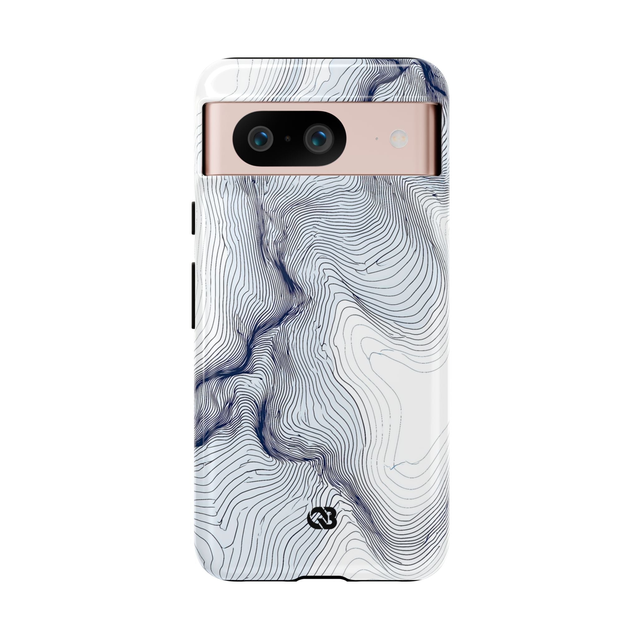 White Tough Phone Case for Google Pixel - Nordic Ridge Topo