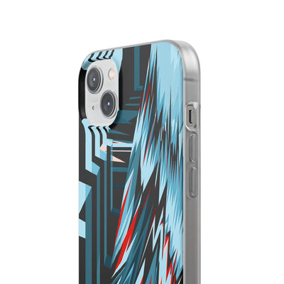 Blue Lite Phone Case for iPhone - Glitch Peak Cyan