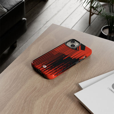 Red Tough Phone Case for iPhone - Crimson Brutalist Distortion