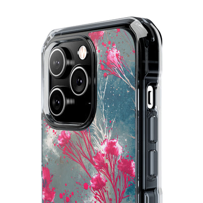 Cyber Blossom · Clear Impact Magnetic Phone Case for iPhone · Teal