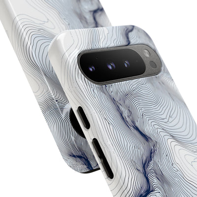 White Tough Phone Case for Google Pixel - Nordic Ridge Topo