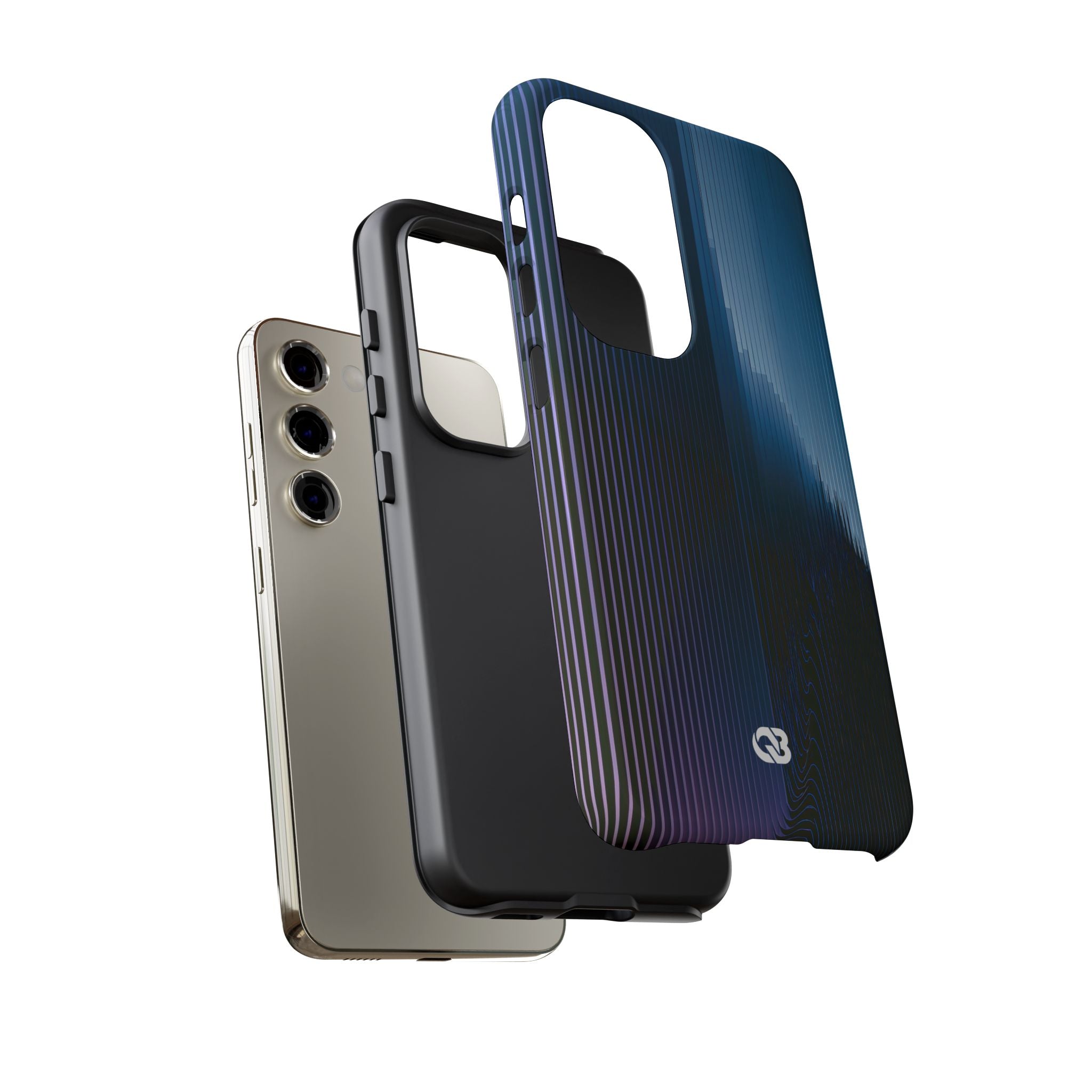 Blue Tough Phone Case for Samsung - Indigo Distortion Wave