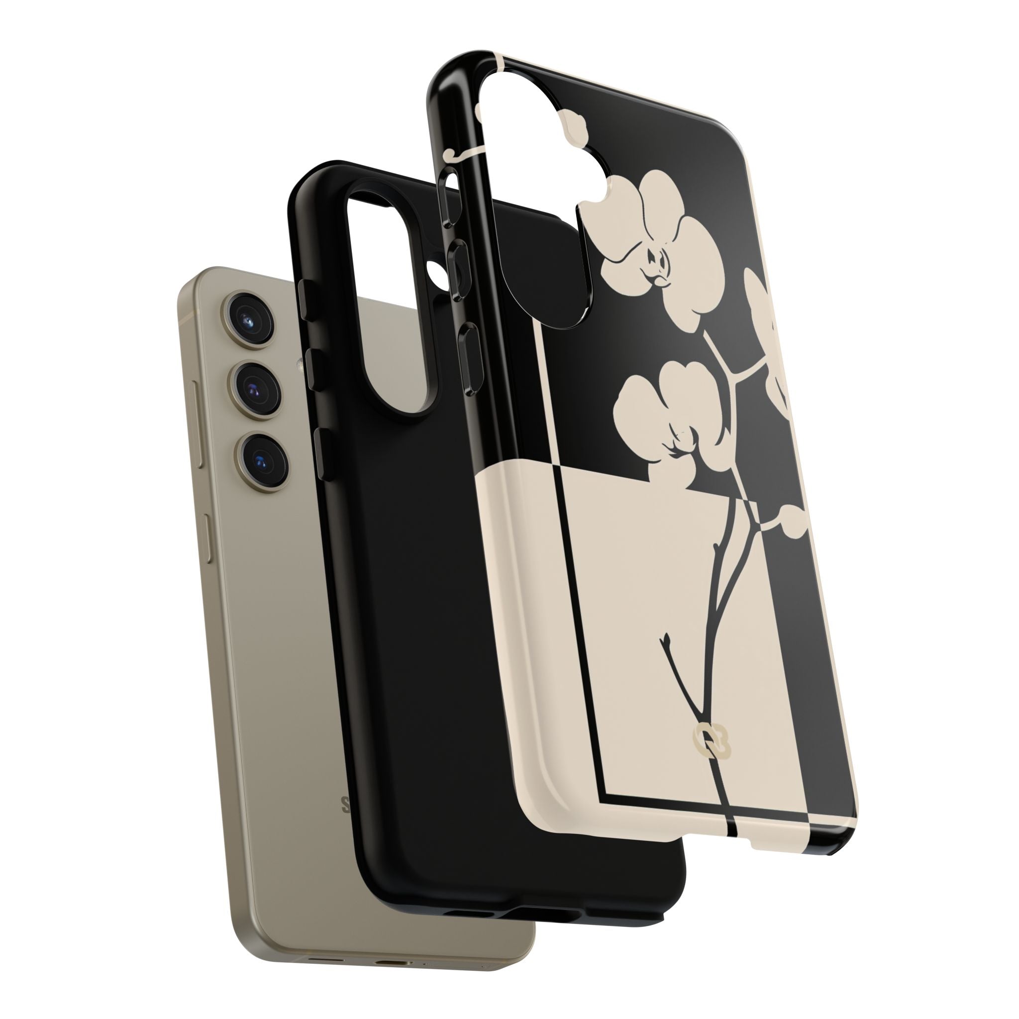 Beige Tough Phone Case for Samsung - Nocturnal Orchid Frame