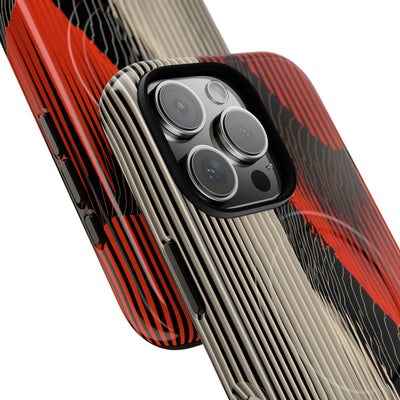 Red Tough 2.0 Magsafe Phone Case for iPhone - Crimson Pulse Topo