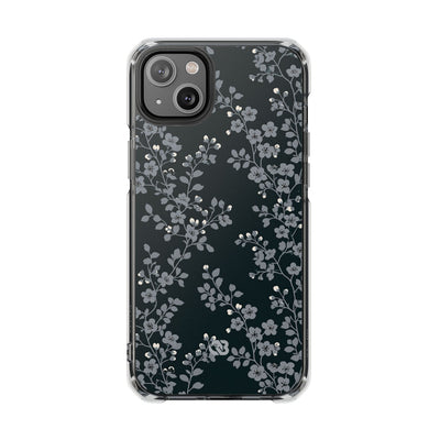 Black Impact MagSafe Phone Case for iPhone - Midnight Slate Blossom