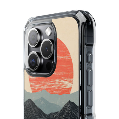 Beige Impact MagSafe Phone Case for iPhone - Crimson Ridge Flow