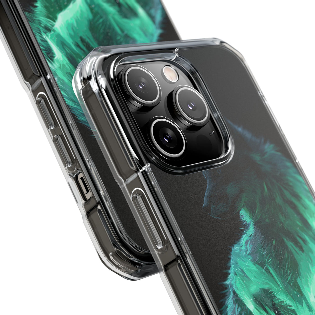 Nordic Aurora Fox · Clear Impact Magnetic Phone Case for iPhone · Teal