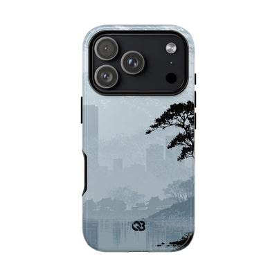 Grey Tough Phone Case for iPhone - Steel Slate Zen