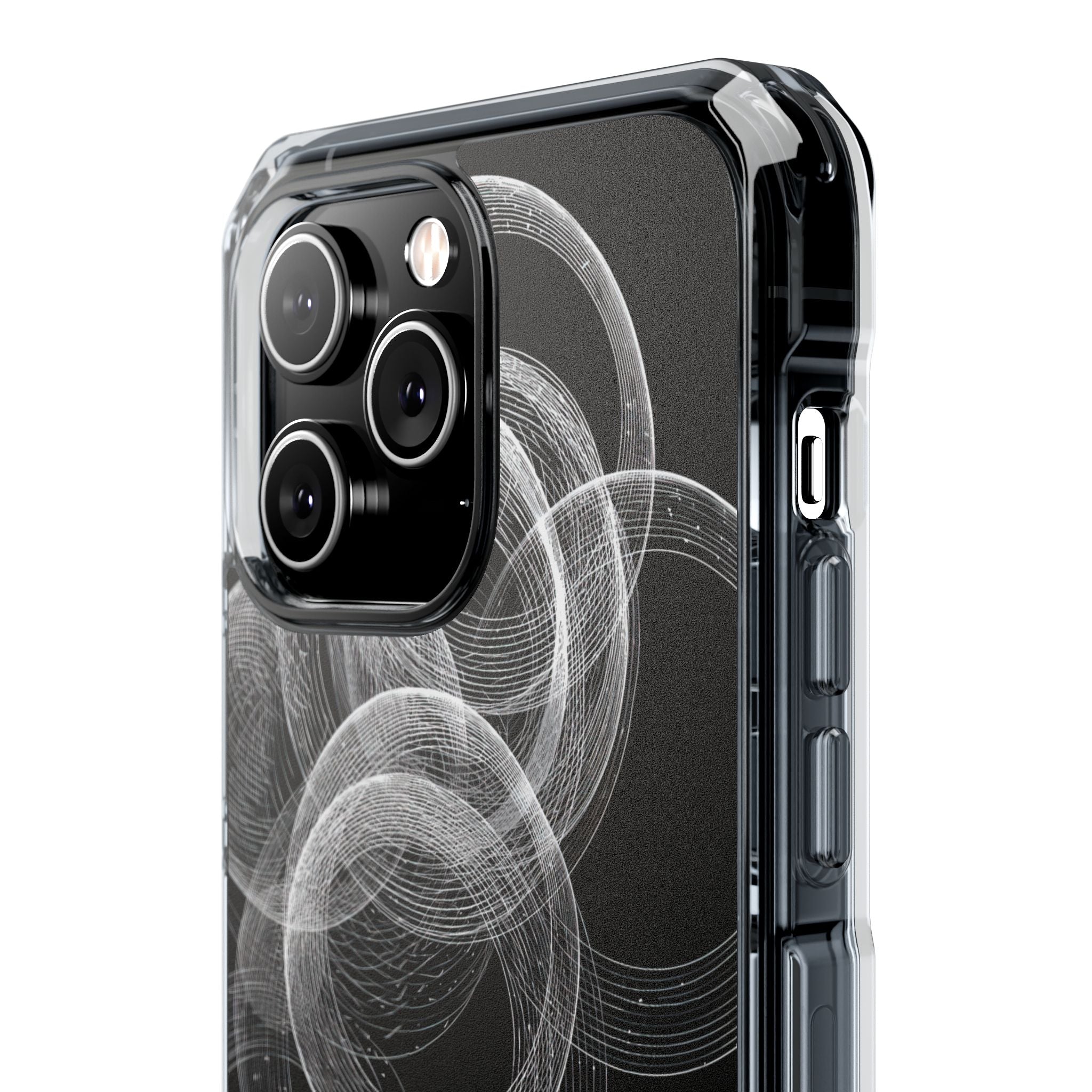 Black Impact MagSafe Phone Case for iPhone - Kinetic Wireframe Orbit