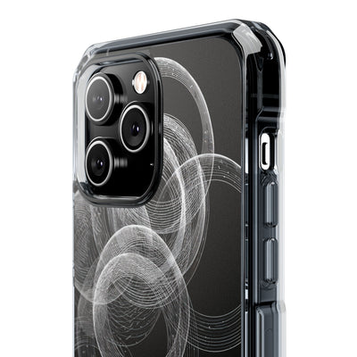 Black Impact MagSafe Phone Case for iPhone - Kinetic Wireframe Orbit