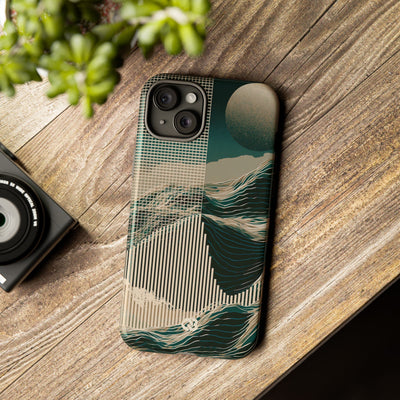 Green Tough Phone Case for iPhone - Lunar Moss Topography