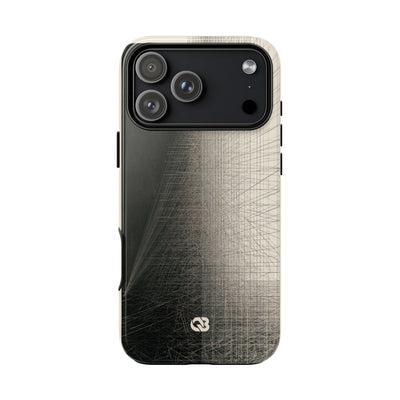 Beige Tough Phone Case for iPhone - Brutalist Graphite Grid