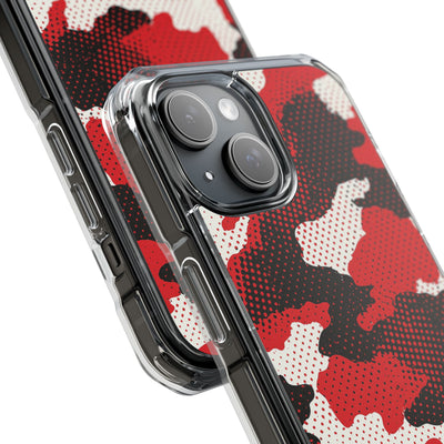 Crimson Halftone Camo · Clear Impact Magnetic Phone Case for iPhone · Red