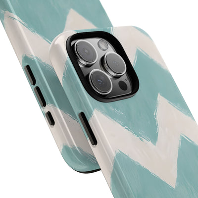Teal Painted Chevron · Tough Phone Case for iPhone