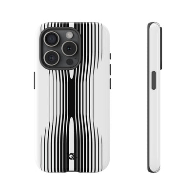White Tough Phone Case for iPhone - Kinetic Mono Distortion