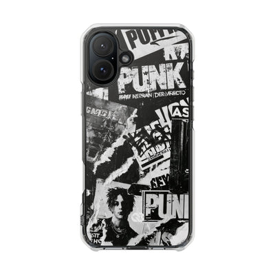 Underground Punk Collage · Clear Impact Magnetic Phone Case for iPhone · Black