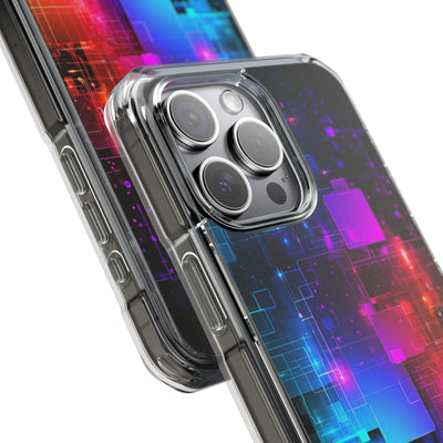 Spectral Circuit Grid · Clear Impact Magnetic Phone Case for iPhone · Black