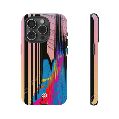 Blue Tough Phone Case for iPhone - Fractured Data Skyline