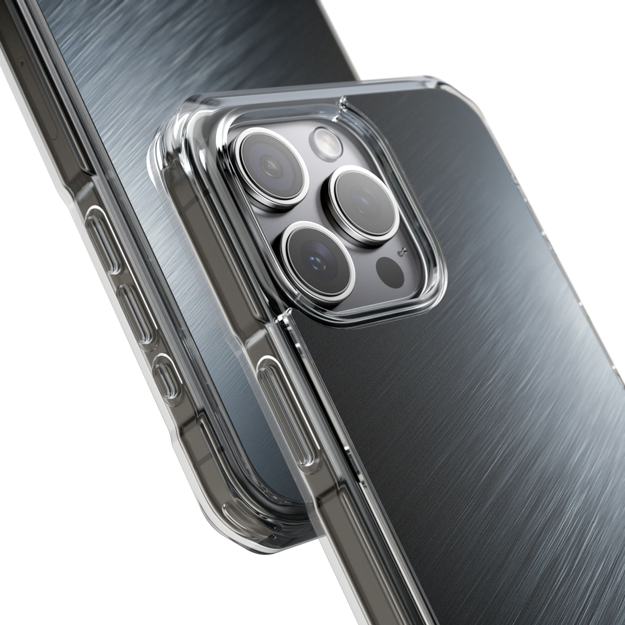 Grey Impact MagSafe Phone Case for iPhone - Charcoal Brushed Steel