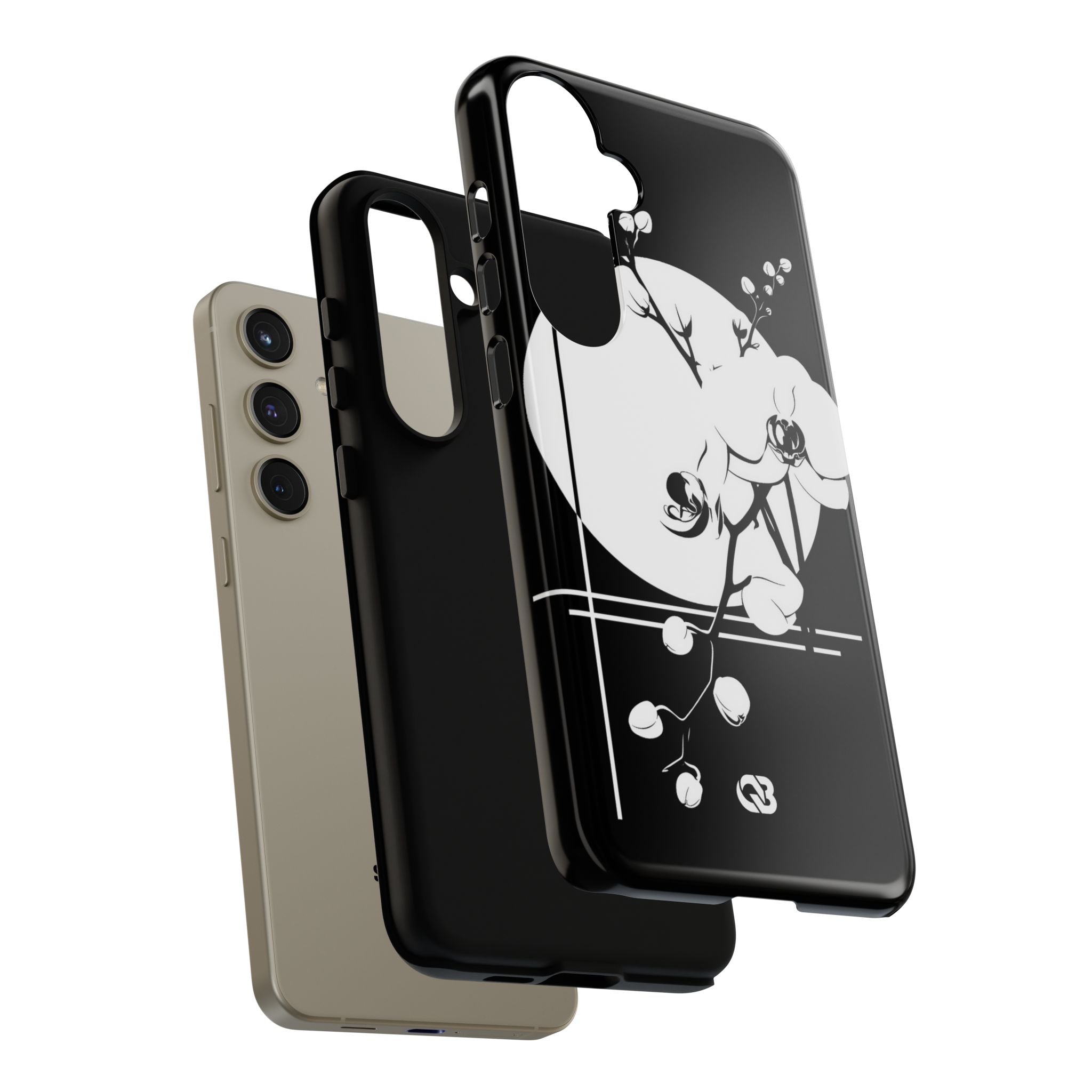 Black Tough Phone Case for Samsung - Lunar Orchid Grid