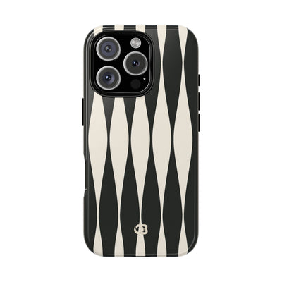 Black Tough Phone Case for iPhone - Ivory Spindle Grid