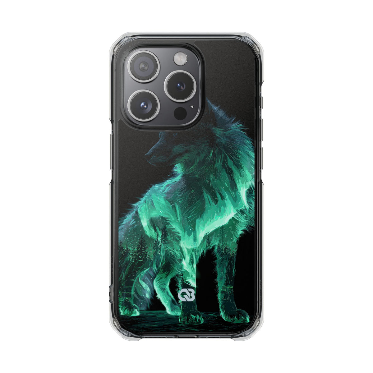 Nordic Aurora Fox · Clear Impact Magnetic Phone Case for iPhone · Teal