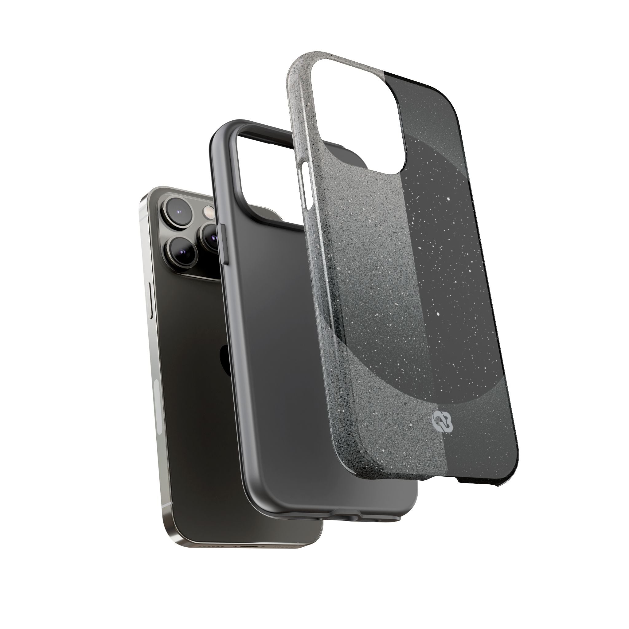 Black Tough Phone Case for iPhone - Lunar Static Orbit
