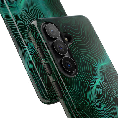 Teal Tough Phone Case for Samsung - Neon Jade Contour
